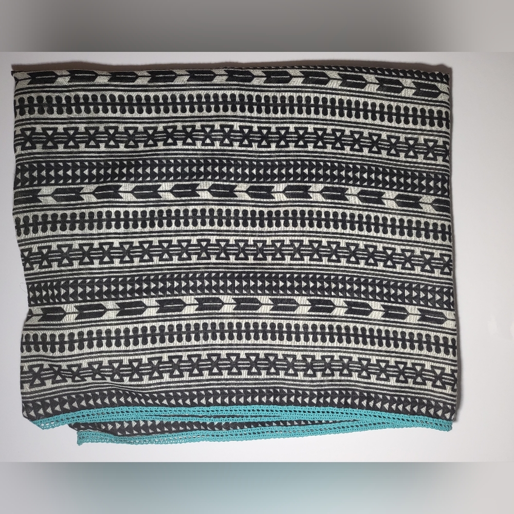 Infinity ScarfTurquoise Crochet Edging - Picture 6 of 9